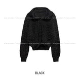 Winter Angora Knit Hooded Cardigan