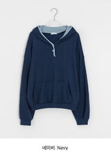 Darun Waffle Color Matching Button Hoodie