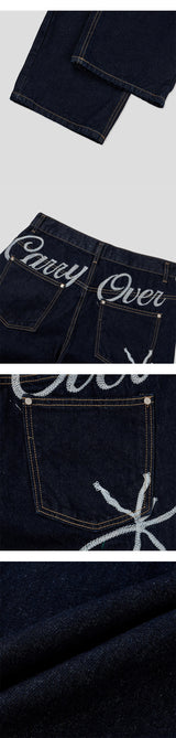 [Unisex] Handling stitch wide denim pants(3color)