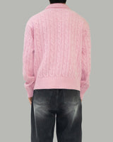 Pie knit collar cardigan