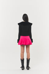 Balloon-fit Cotton Mini Skirt Hot Pink