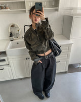 Camouflage Crop Rider Jacket