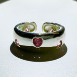 Bold pink heart cubic ring