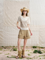 Tweed Lace Layered Faux Two-Piece Bustier Tee