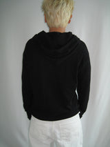 Slim Fit Finger Hole Ribbed Cropped Hood Zip-Up (2c)