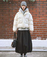 Double Logo Volume Puffer Padding_Cream