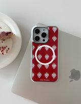 [MADE]ホワイトストロベリー シルバー エポキシ MagSafeバンパー iPhoneケース