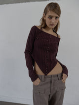 WESTERN CROSS TOP / BURGUNDY