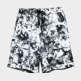 tie-dye cargo shorts_white