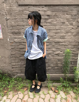 [unisex] Woven Button Pintuck Bermuda Wide Banding Pants