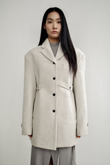 Fuzzy heavy wool coat, Light grey