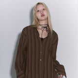 Stripe Oversized shirts [Brown]