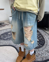 Arpa Damaged Bermuda Denim Pants