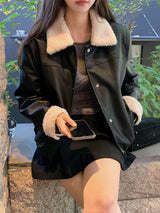 #BY Boa Collar Leather Blouson (2color)