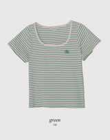Border Square Slim Short Sleeve T-Shirt (3color)