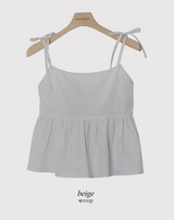 Stripe Flare Sleeveless Blouse (3color)