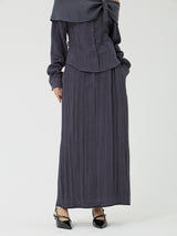 Scratch Low-Rise Long Skirt, Charcoal