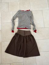 FLARE RIB SKIRT (BROWN)