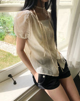 Hears Back Ribbon Puff Blouse