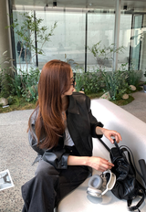 Rib Leather Blouson Jumper / 2 colors