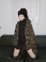 camouflage thick hood zip-up