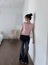 Reher Pocket Banding Washed Denim Bootcut Pants