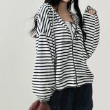 Itta Overfit Stripe Dangara Hooded Zip-Up