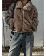 [F/W] Crop foxy fur jacket 