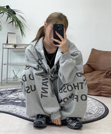 Freno Lettering Hooded Zip-Up