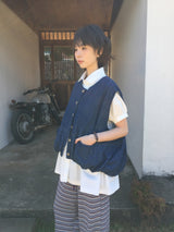 ピンチェックデニムベスト (1color)
