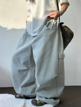 SUNNY SIDE UP☀CARPENTER TWO PINTUCK PARACHUTE BALLOON SWEAT PANTS 🖤🤍🩶3COLOR