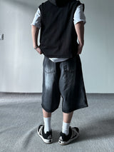AD brush bermuda black denim
