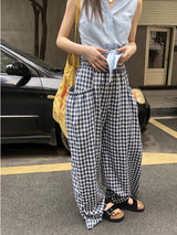 チェックポケットバンディングカジュアルパンツ