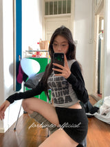 ブラックニットバンディングショートパンツ