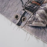 Printed Belt Denim Mini Skirt 232730519