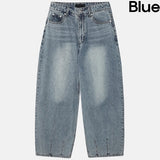 Shell washing wide balloon denim pants