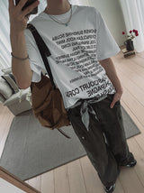 コリルレタリングプリンティング半袖Tシャツ