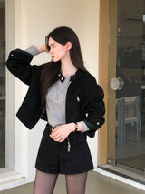 【BELLIDE MADE】バンドカラー スエード クロップジャケット