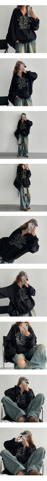 Verro2way Lettering Hooded Zip-Up (6 colors)
