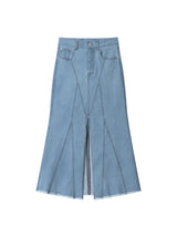 SLIT MAXI DENIM SKIRT (ICE BLUE)