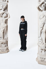 シャーリングワイドバンディドパンツ (BLACK)