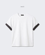 Rolled-Sleeve Cropped Short-Sleeve T-Shirt White