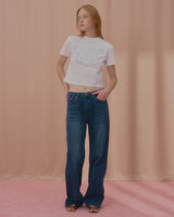 テキストバタフライクロップTシャツ-WHITE