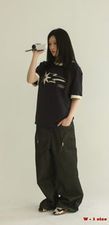 [Hand-Made "003"] Zipper & Flower Black Denim Pants