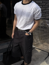 Twos herringbone bermuda pants