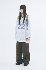 Pinstripe v-neck jersey long sleeve