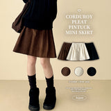 Bubble corduroy pintuck midi mini skirt