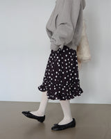 Dot Polka Dot Back Banding Midi Skirt