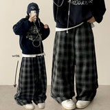 Condo tartan check banding wide pants