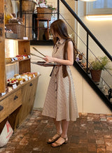 Tenza Stripe Sleeveless Shirt One Piece (Belt Set)